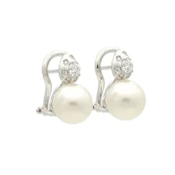 Pendientes de perlas australianas y diamantes - 1019