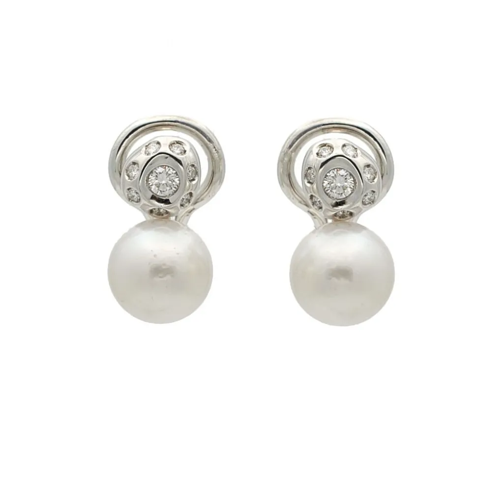 Pendientes de perlas australianas y diamantes - 1023