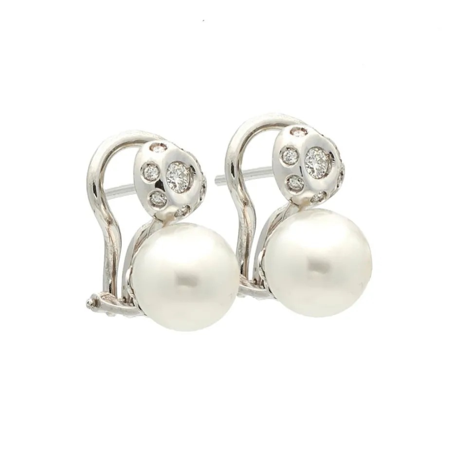 Pendientes de perlas australianas y diamantes - 1023
