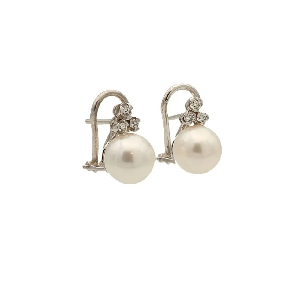 Pendientes de perlas con diamantes