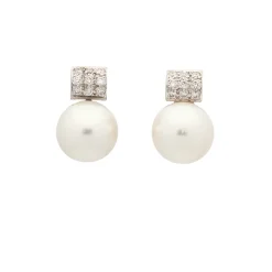 Pendientes de perlas y diamantes
