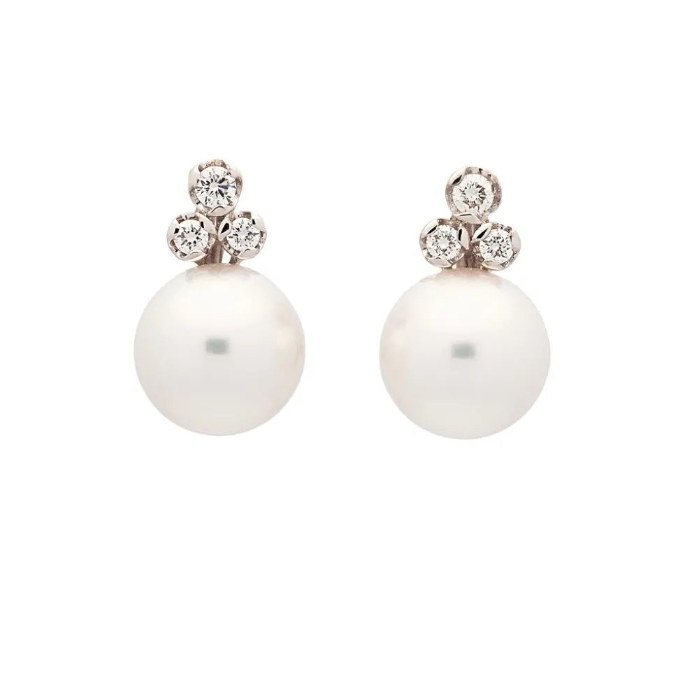 Pendientes de perlas y diamantes