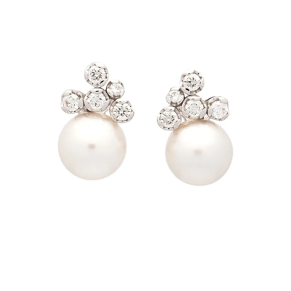 Pendientes de perlas y diamantes