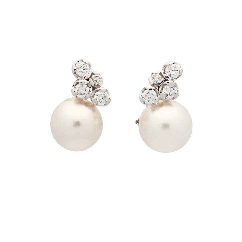Pendientes de perlas y diamantes