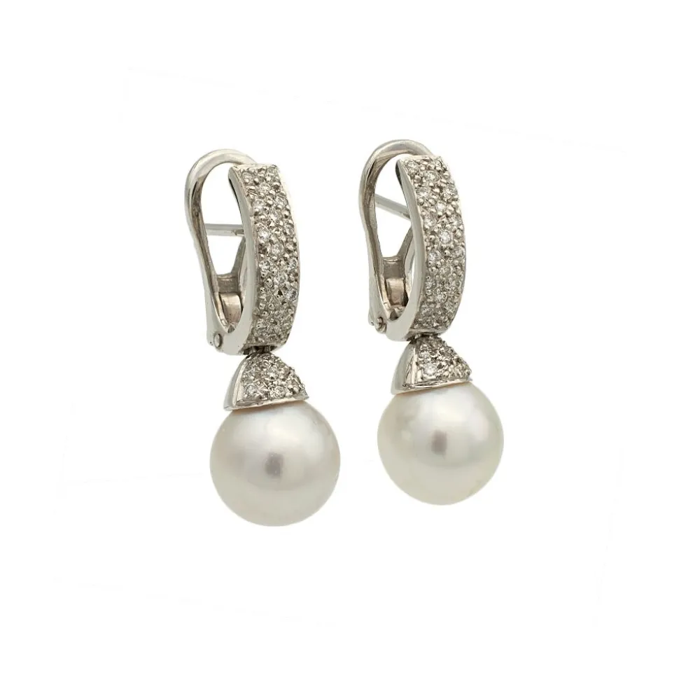 Pendientes de perlas y diamantes