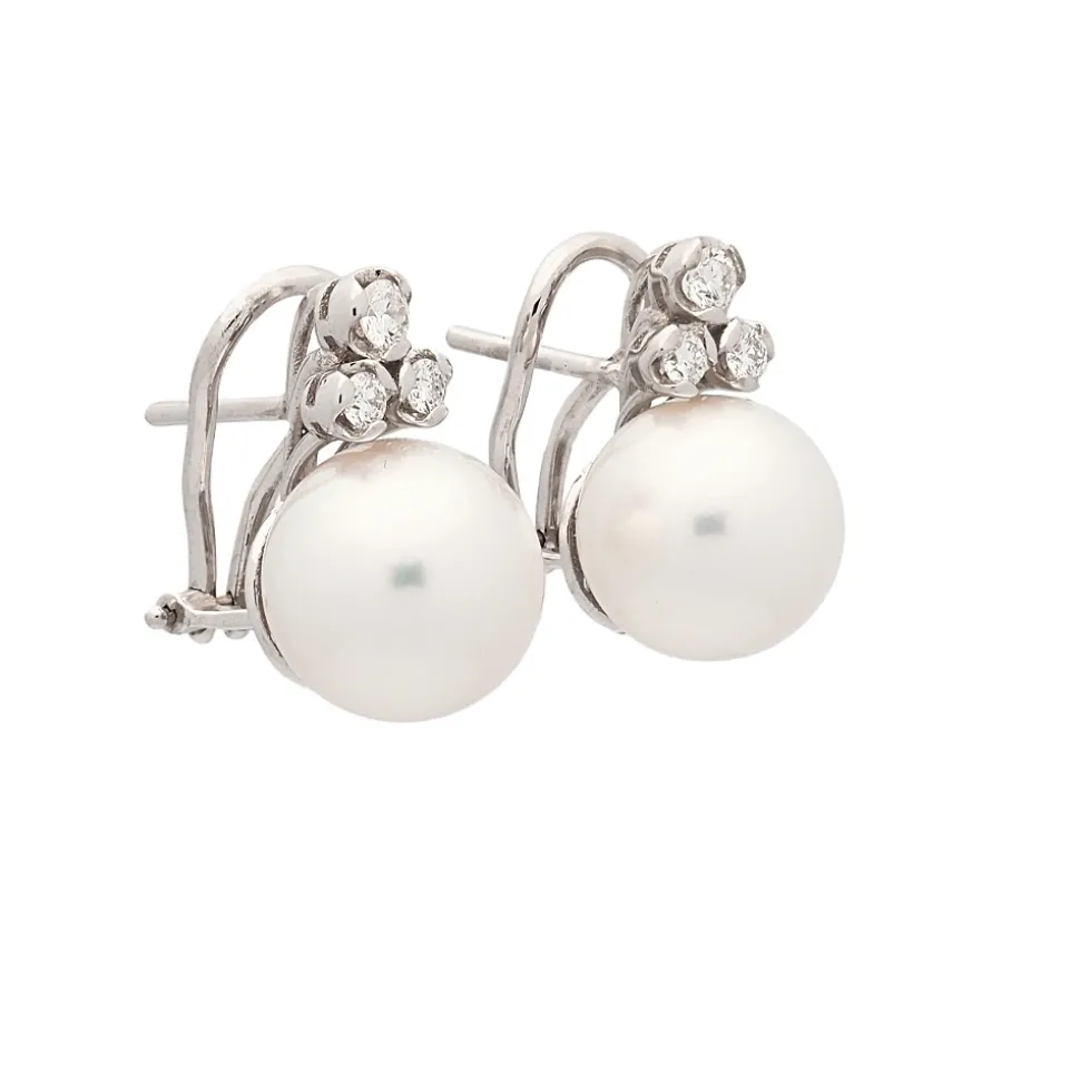 Pendientes de perlas y diamantes