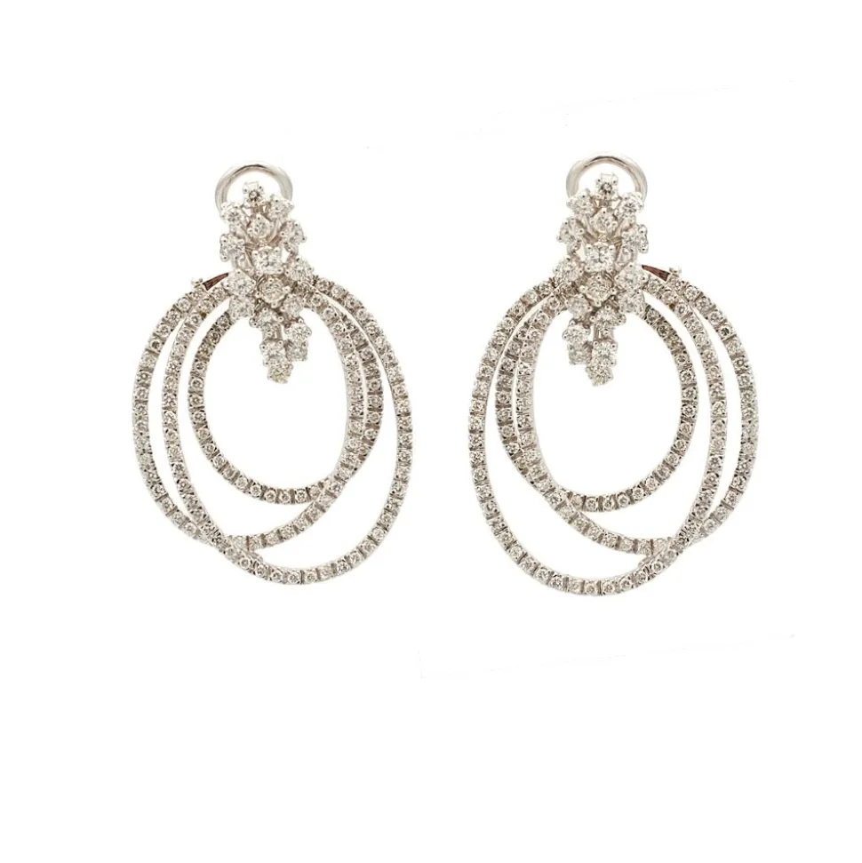 Pendientes de tres aros de diamantes - 0383