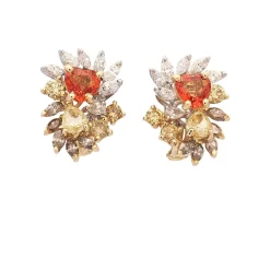 Pendientes de zafiros naranjas y diamantes