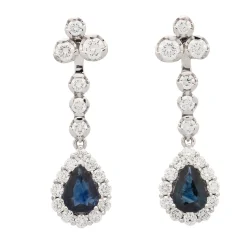 Pendientes desmontables de zafiros y diamantes