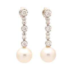 Pendientes desmontables de perlas y diamantes - 1040