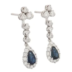 Pendientes desmontables de zafiros y diamantes