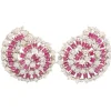 Pendientes en espiral con diamantes y rubíes