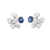 Pendientes flor de oro blanco con diamantes y zafiros