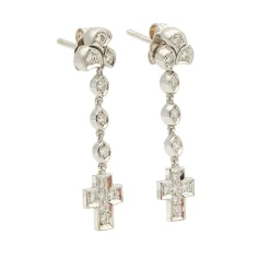 Pendientes largos con cruz de diamantes - 1117