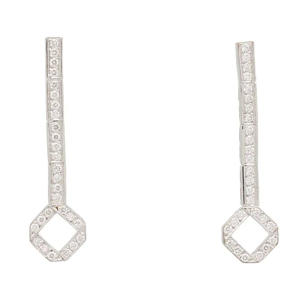 Pendientes largos con diamantes - 1238