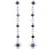 Pendientes largos con diamantes y zafiros