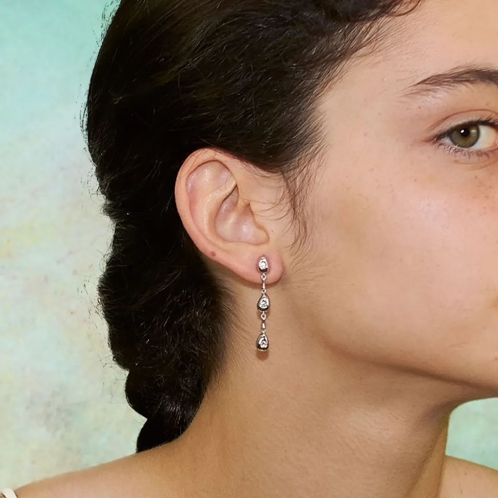 Pendientes largos con diamantes - 1066