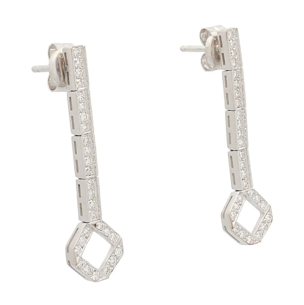 Pendientes largos con diamantes - 1238