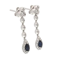 Pendientes largos con diamantes y zafiros