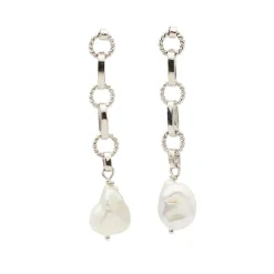 Pendientes largos con perlas cultivadas - 0386