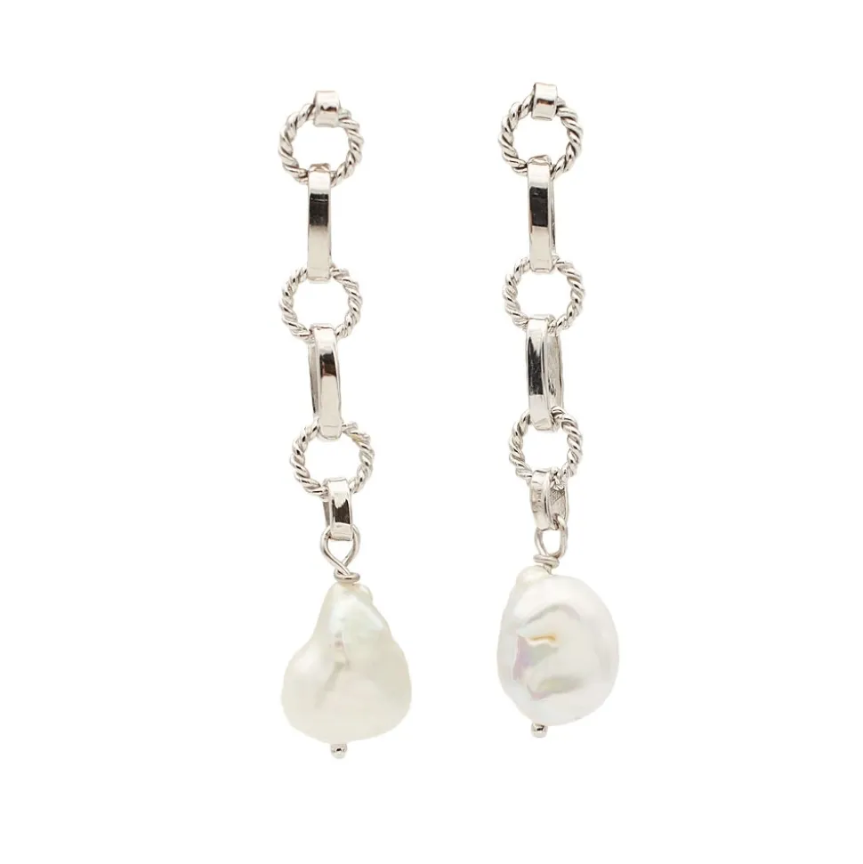 Pendientes largos con perlas cultivadas - 0386