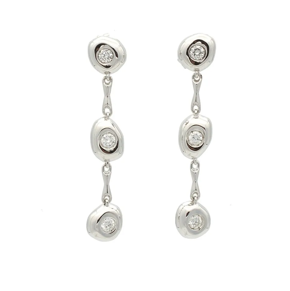 Pendientes largos de oro blanco y diamantes - 1025