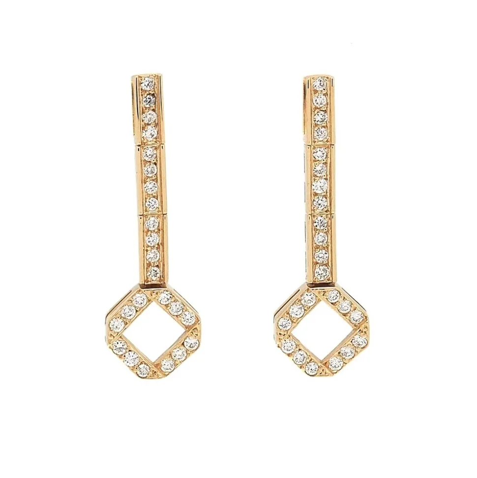 Pendientes largos de oro amarillo con diamantes
