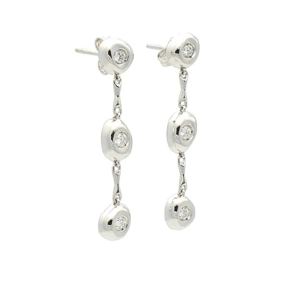 Pendientes largos de oro blanco y diamantes - 1025