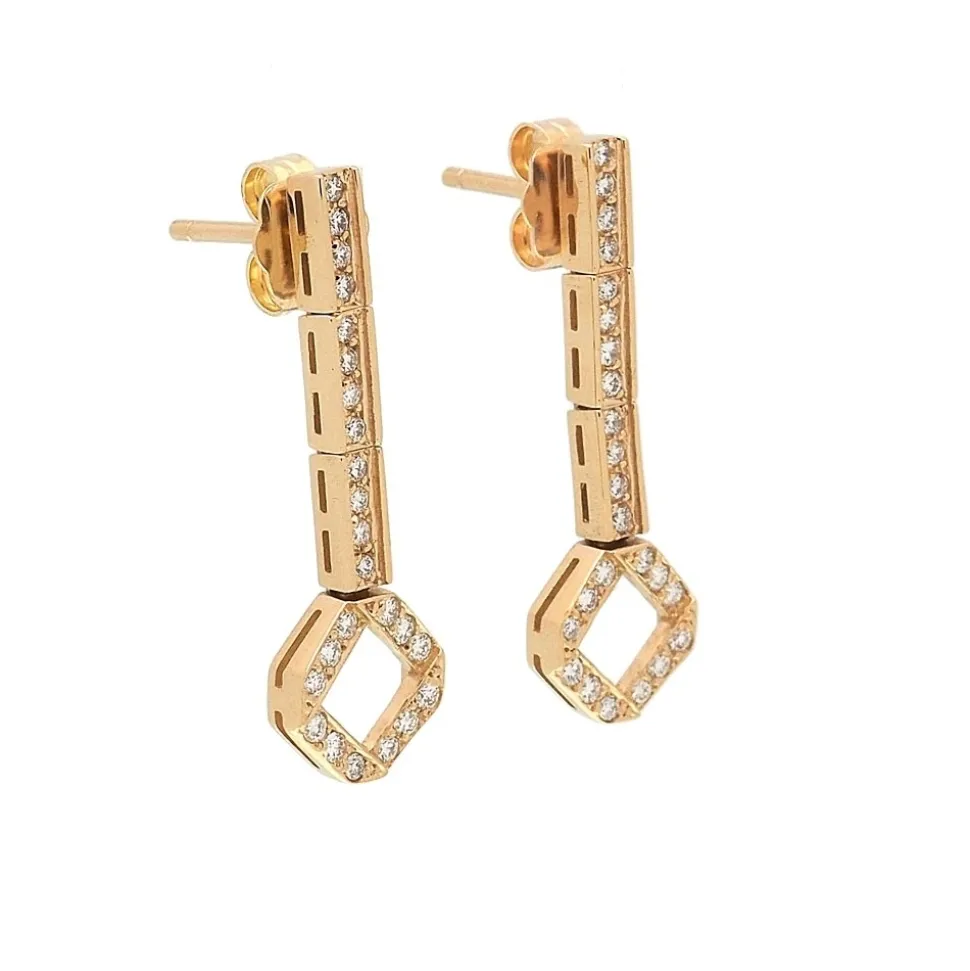 Pendientes largos de oro amarillo con diamantes