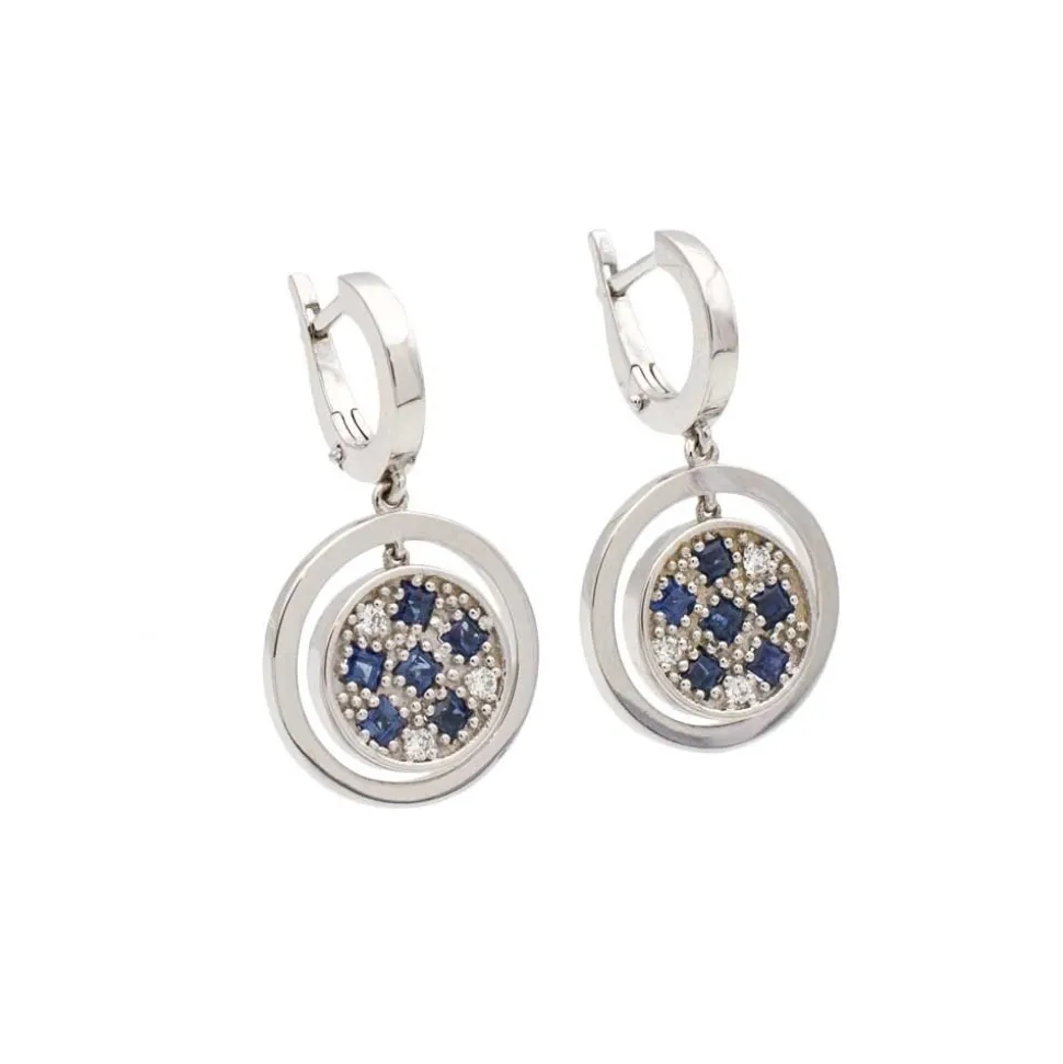 Pendientes móviles de zafiros y diamantes