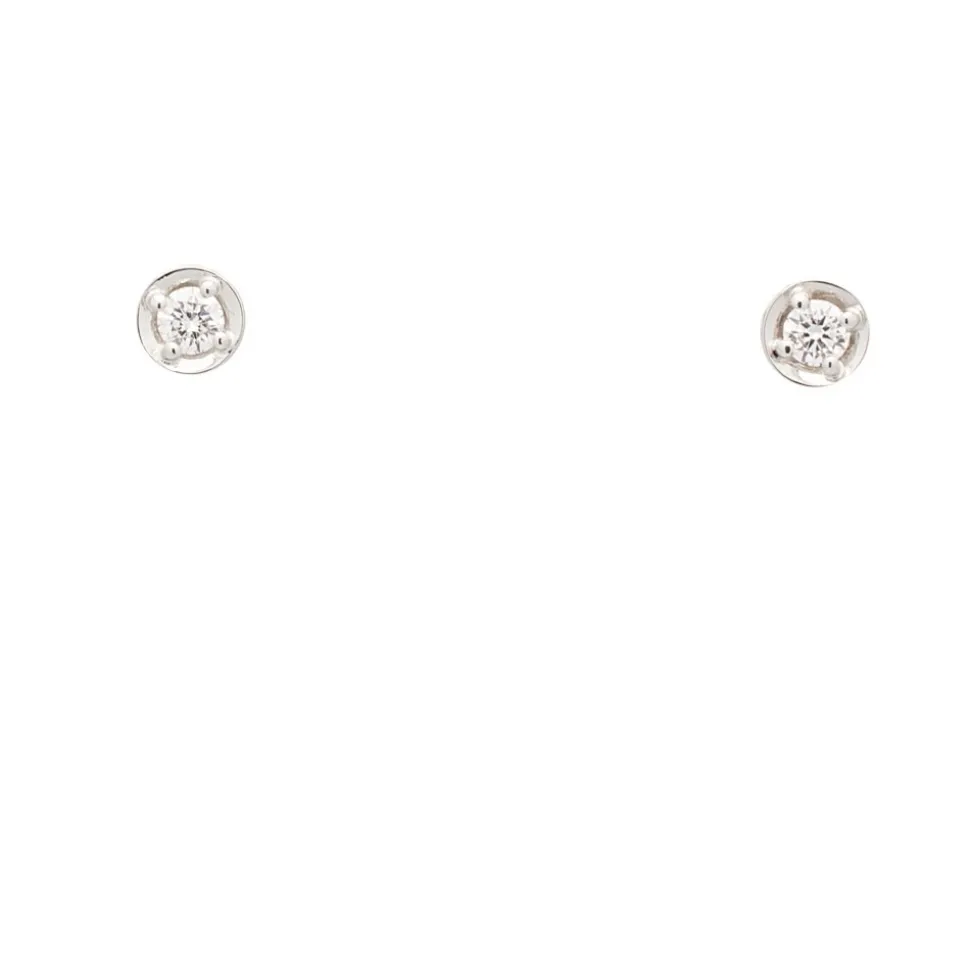 Pendientes redondos de oro blanco y diamantes