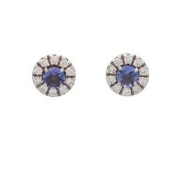 Pendientes redondos de tanzanitas y diamantes