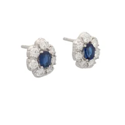 Pendientes zafiro central y diamantes