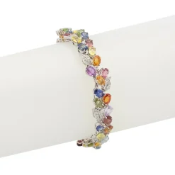 Pulsera de oro blanco con diamantes y zafiros - 0366-4