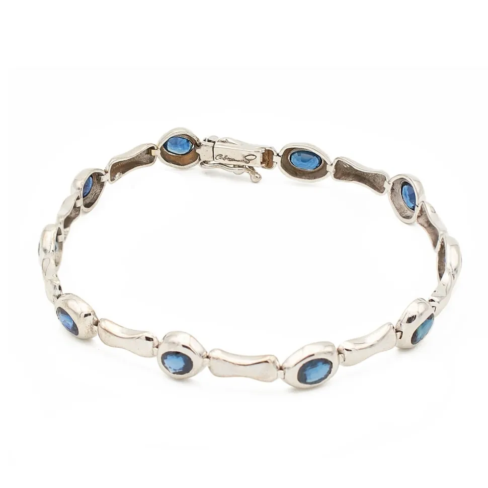 Pulsera de oro blanco y zafiros -1102