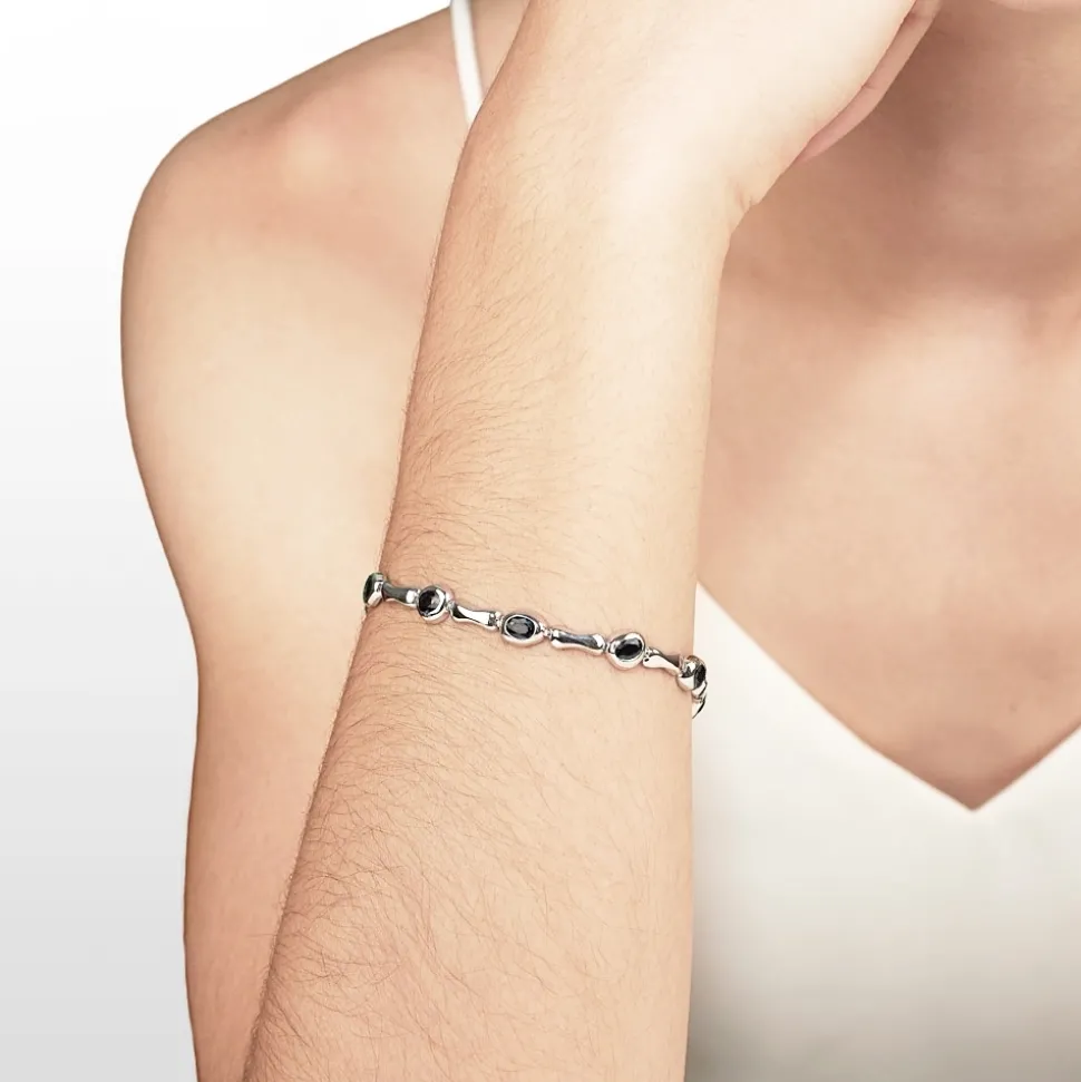 Pulsera de oro blanco y zafiros -1102