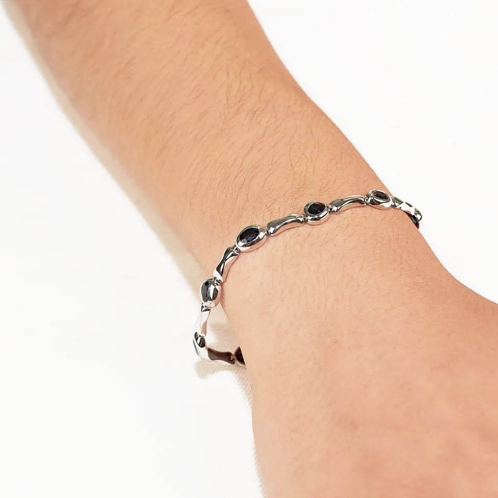 Pulsera de oro blanco y zafiros -1102