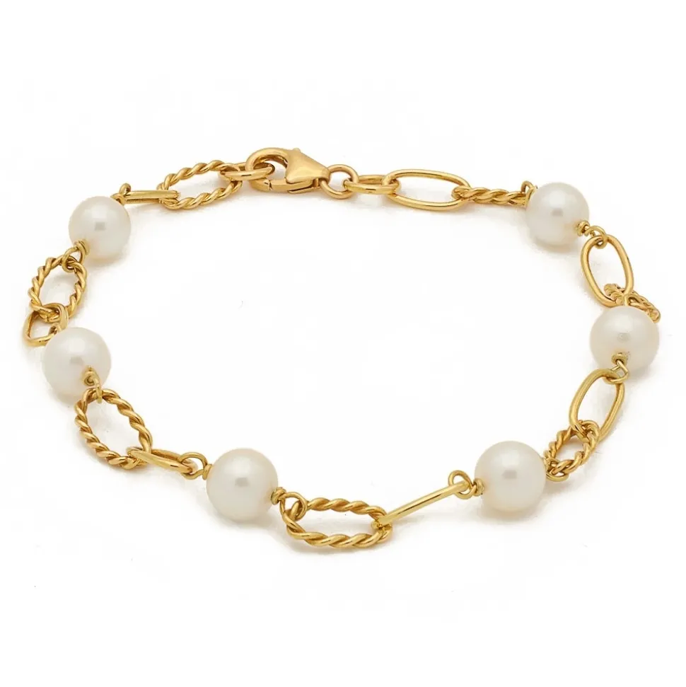 Pulsera de oro con perlitas - 0300