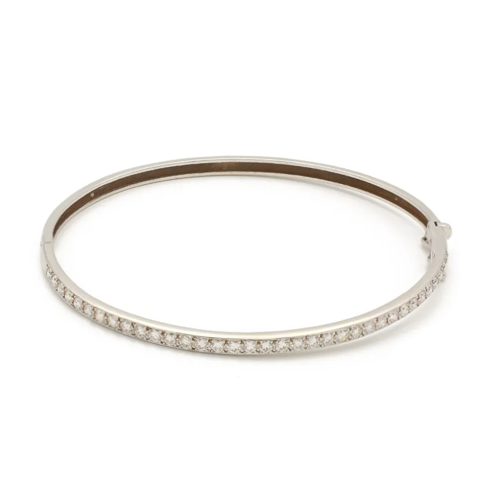 Pulsera rígida de oro blanco y diamantes - 1108