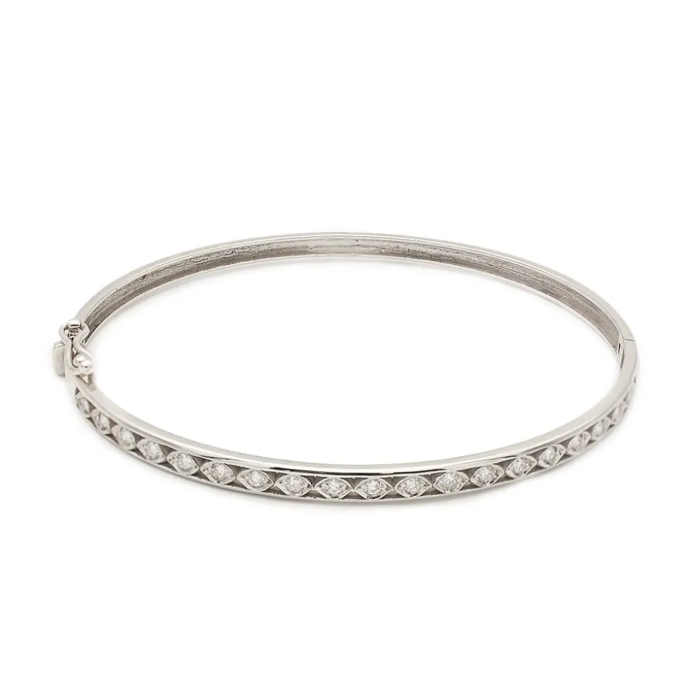 Pulsera rígida de oro blanco y diamantes - 1143