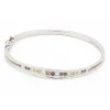 Pulsera rígida de oro blanco con diamantes multicolor