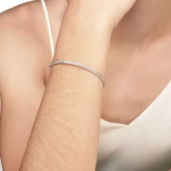 Pulsera rígida de oro blanco y diamantes - 1108