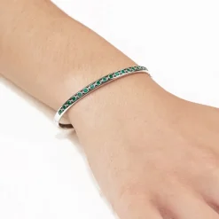 Pulsera rígida de oro blanco y esmeraldas - 1142