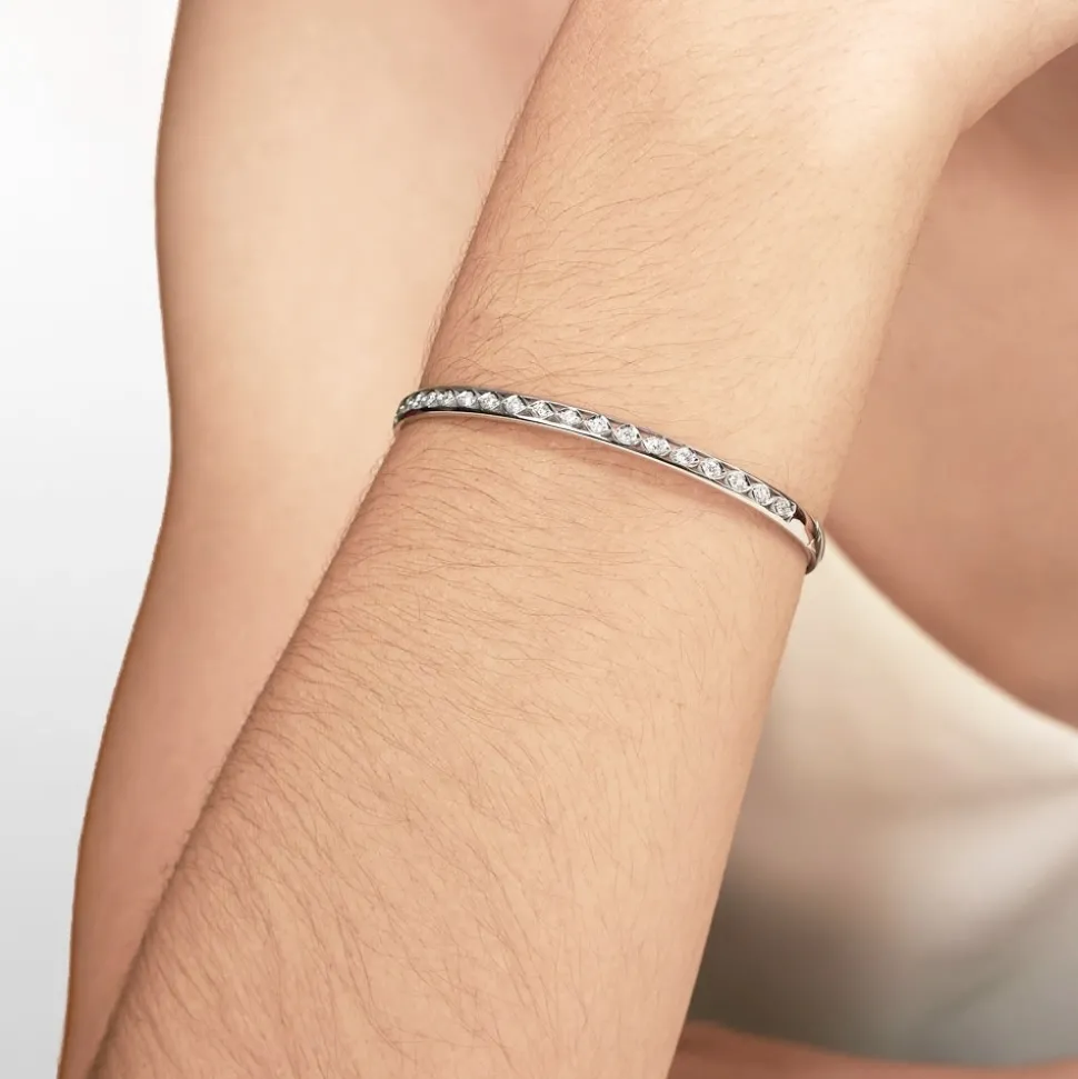 Pulsera rígida de oro blanco y diamantes - 1143
