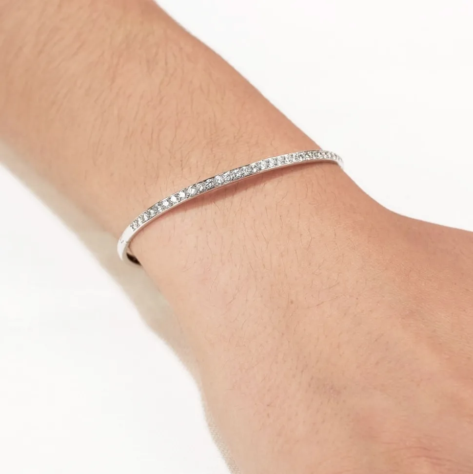 Pulsera rígida de oro blanco y diamantes - 1108