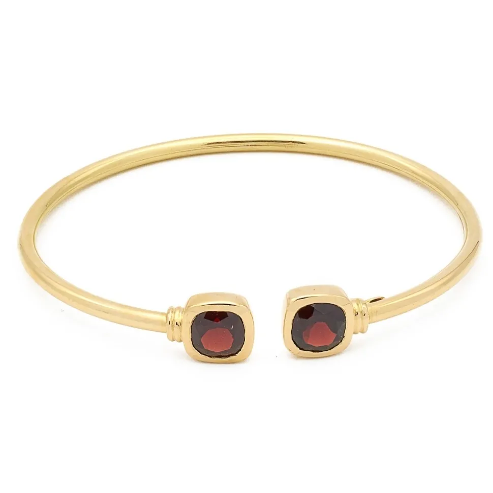 Pulsera rígida de oro y granates - 0044