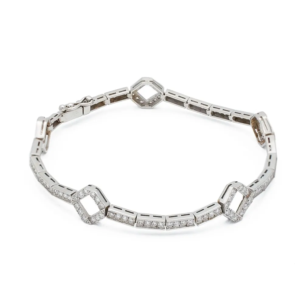 Pulsera semirígida de oro blanco y diamantes - 1210
