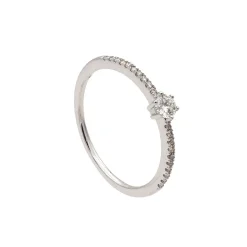 Solitario con diamantes en perfil y lateral