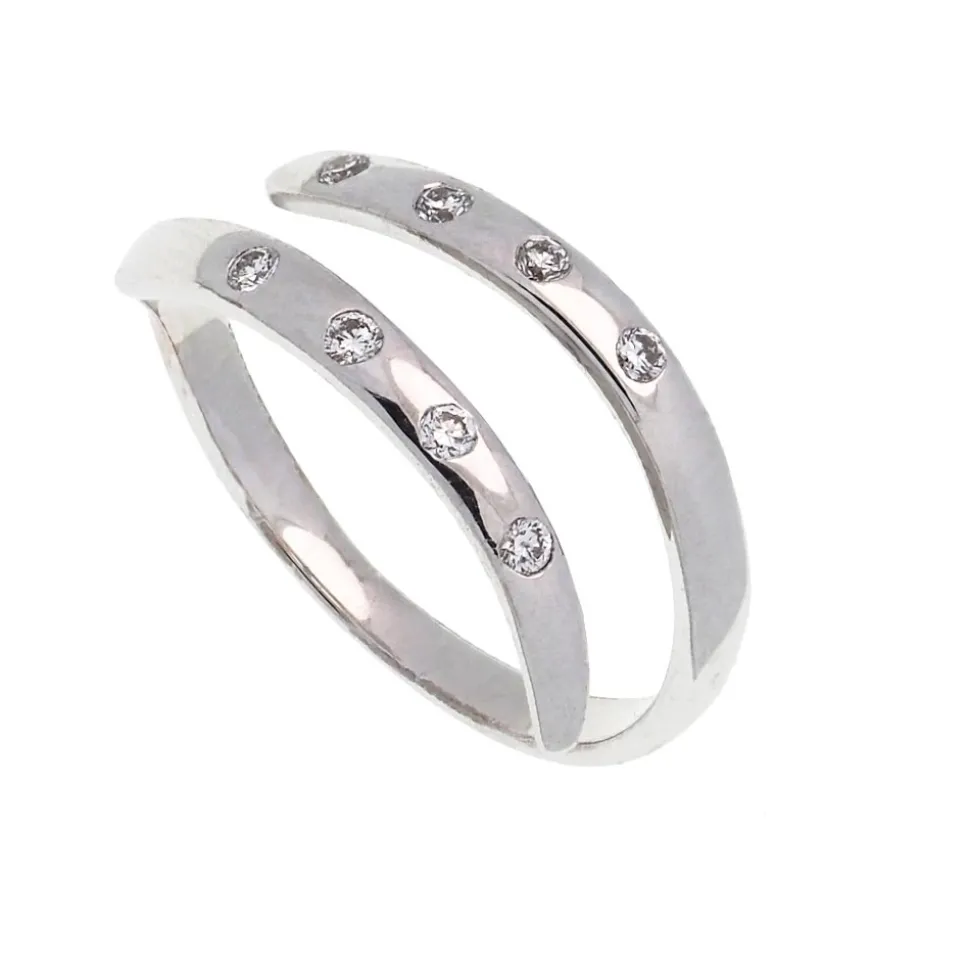 Sortija abierta de oro blanco y diamantes