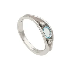 Sortija con aguamarina y diamantes